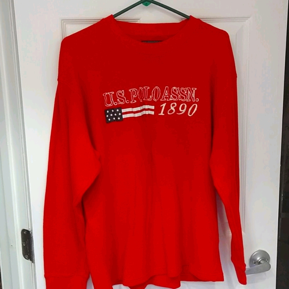 Red Polo knit thermal shirt